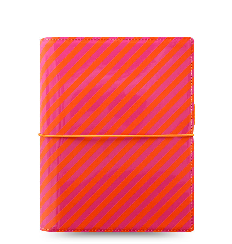 Domino Patent A5 Organizer Orange/Pink Stripes