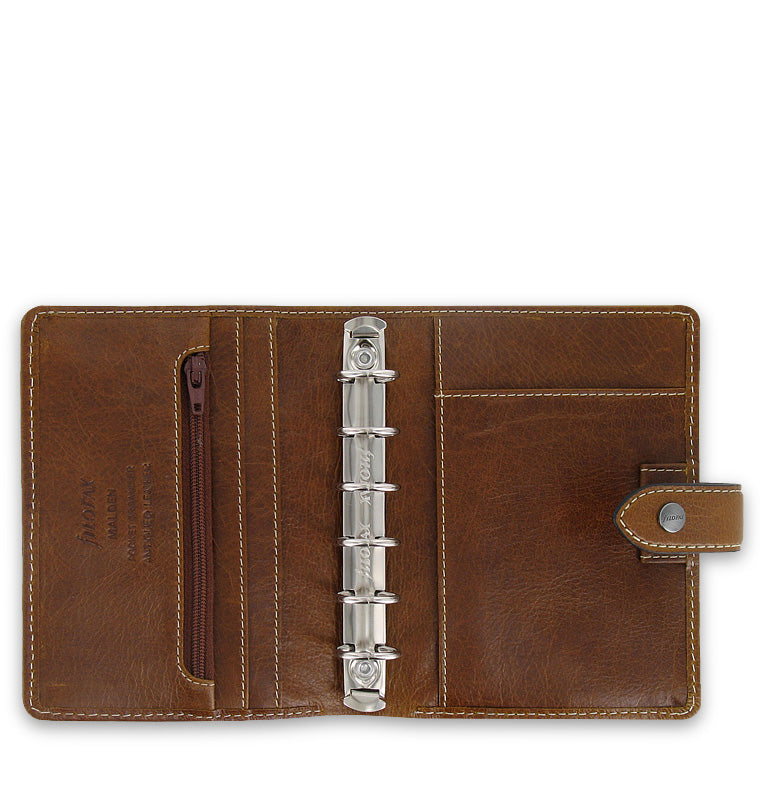 Organiseur De Poche Filofax Malden Ocre - Cuir Souple Rustique 6 Anneaux 19 Mm